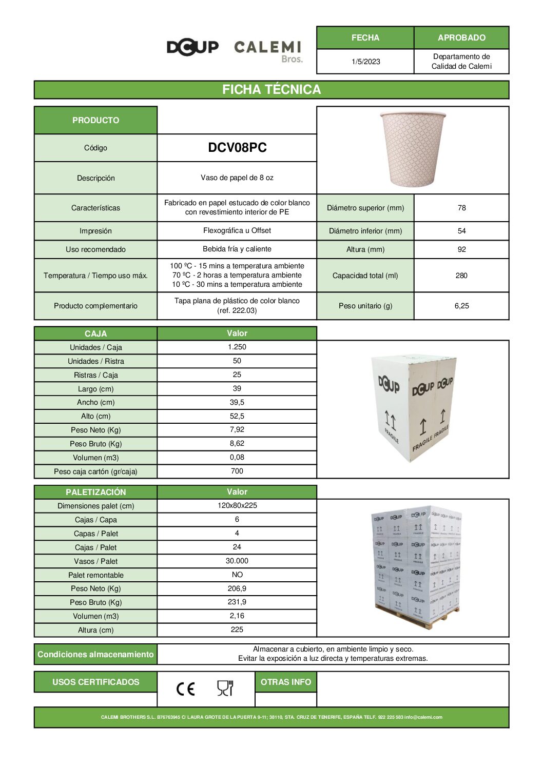 Vasos de 8 oz